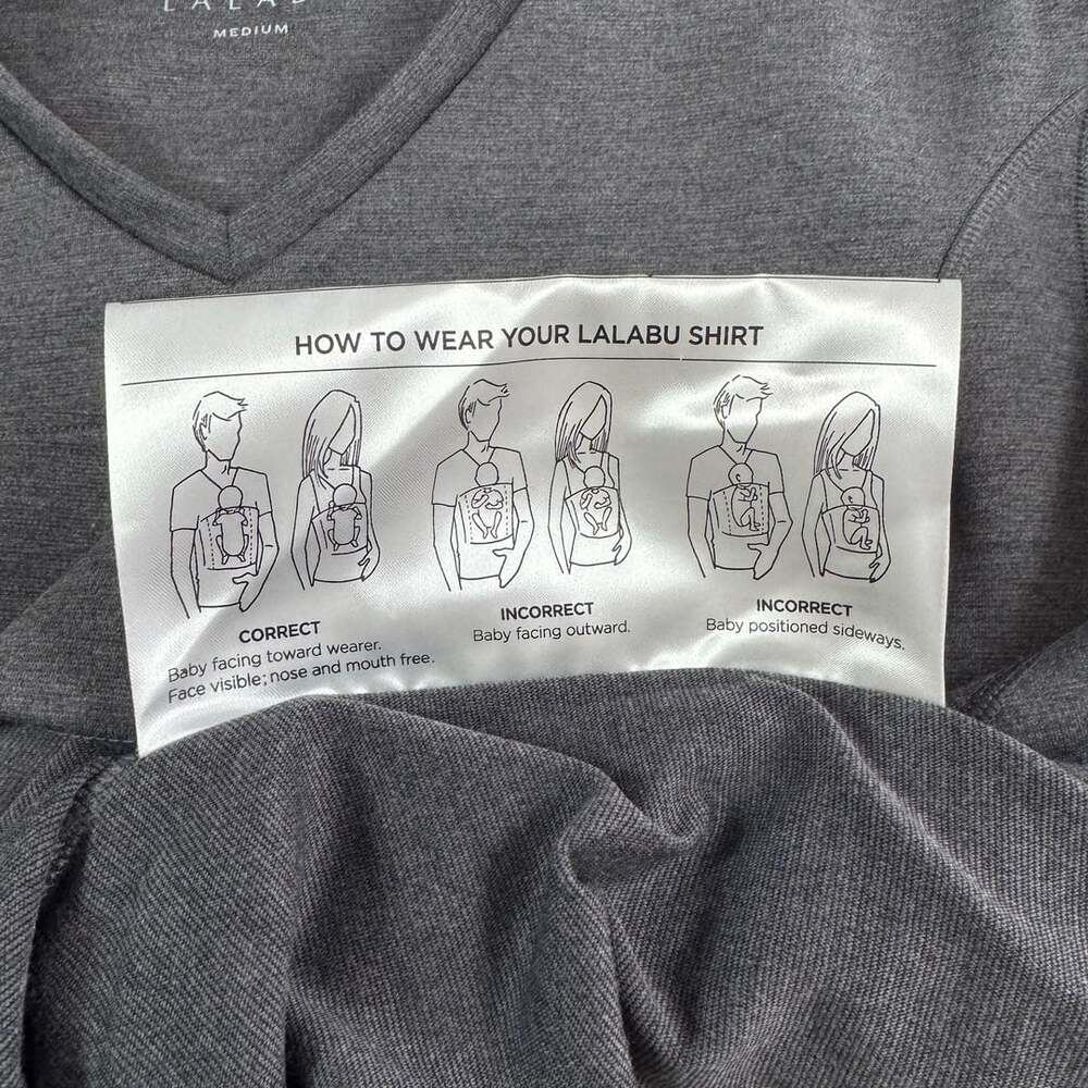 Lalabu Babywearing Dad Shirt Medium Grey Short Sleeve mens m - Picture 6 of 9